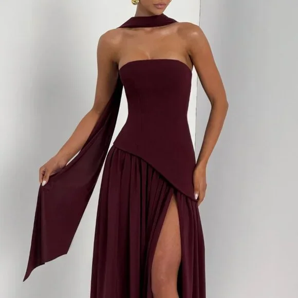 NWT - Never Worn - Maliyah Maxi Dress - Cherry Lacquer - Small - Picture 5 of 8